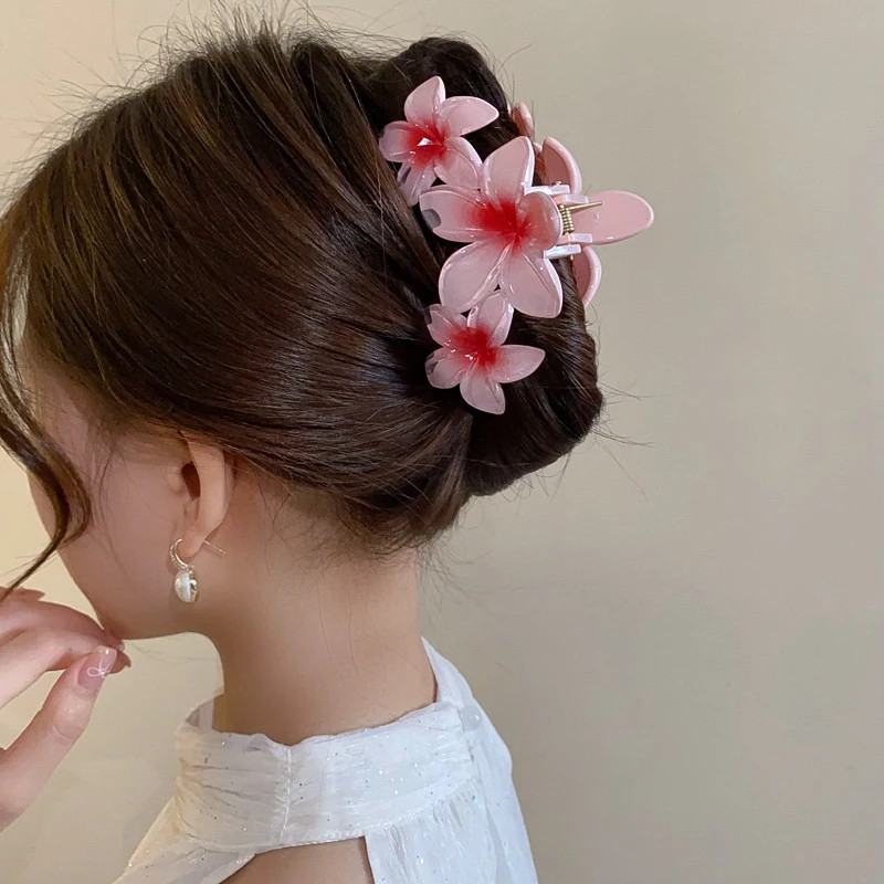 Acrylic Flower Hair Claw Clip Gradient Egg Summer Beach Women Girls Accessories