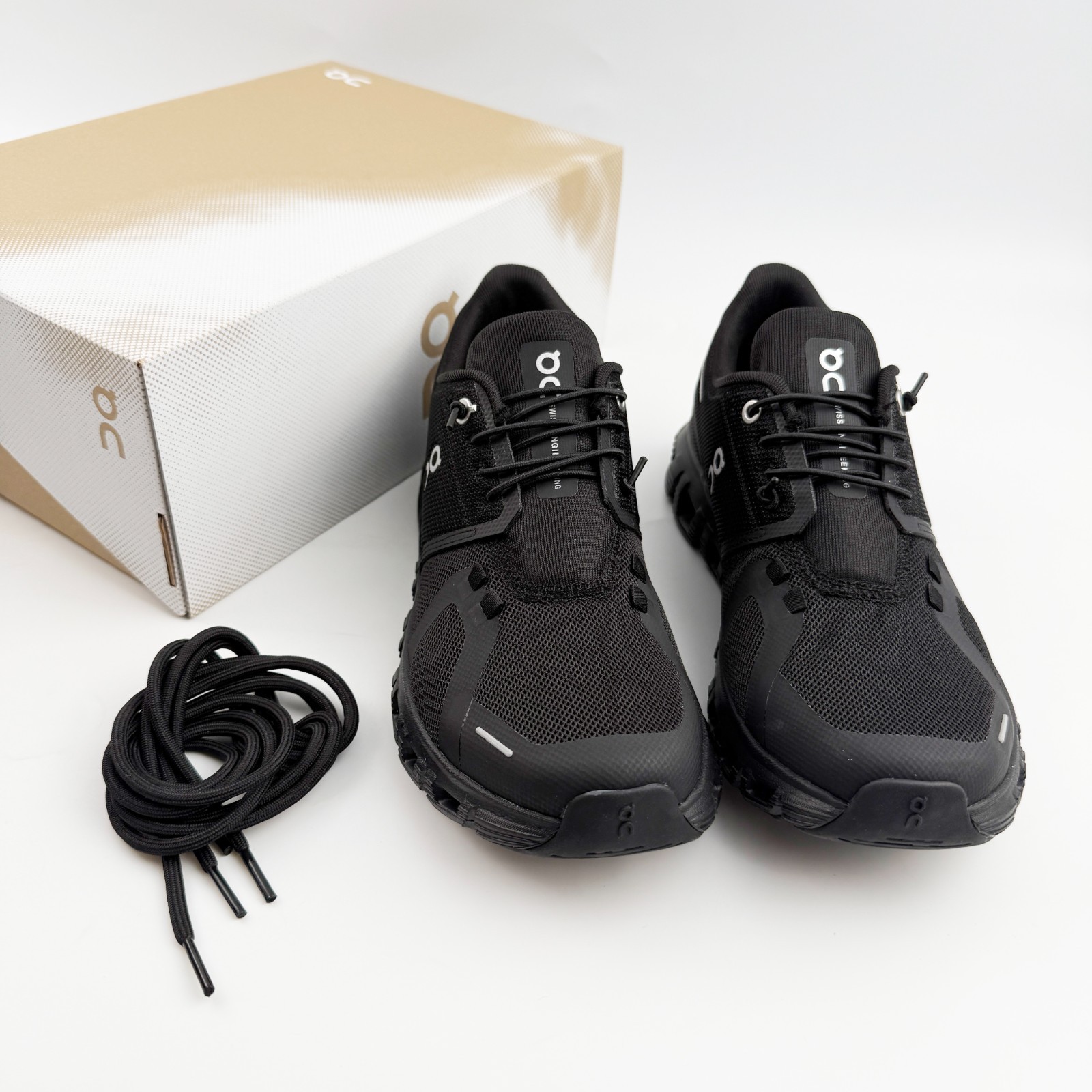 ON Cloud 6 Women’s Black All-Weather Comfort Running Sneakers Custom Shoelaces