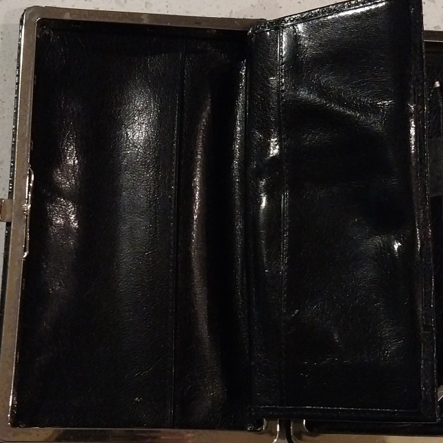 Abas full frame clutch wallet black and gold