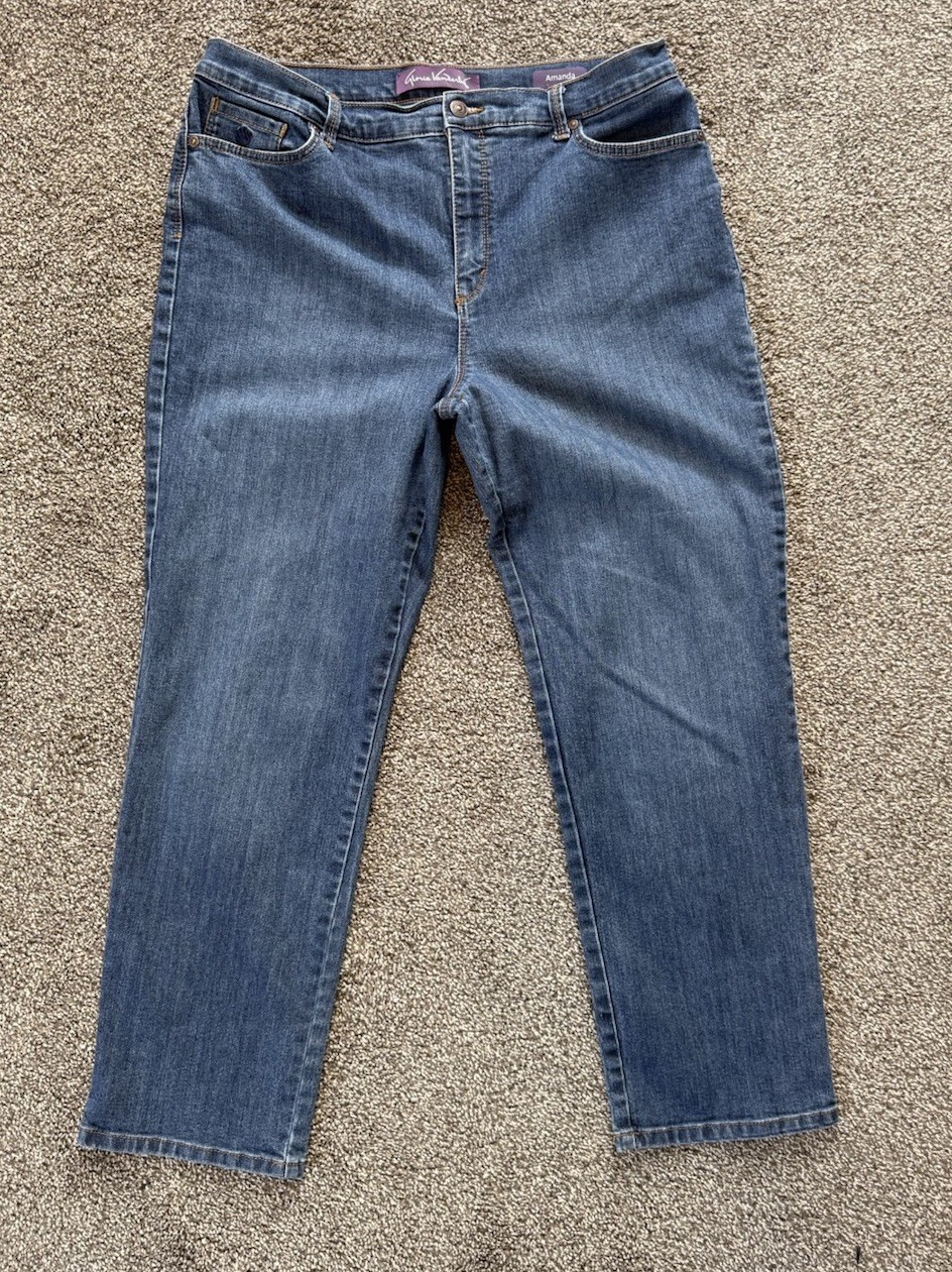 Gloria Vanderbilt Womens 16 Straight Leg Jeans Blue Medium Wash Stretch 5-Pocket