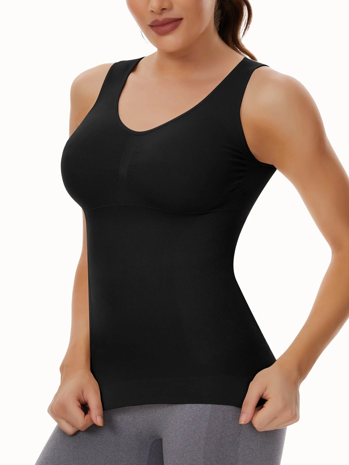 3 Pack Slimming Tank Tops with Built in Bra Women Cami Compression Body Shaper
