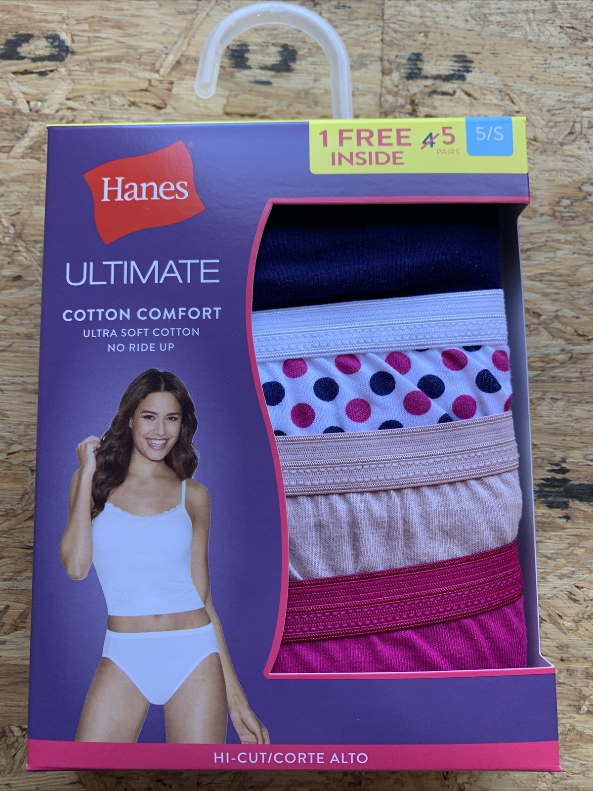 Hanes Ultimate Cotton Comfort Soft Hi-Cut Panties 5 Pairs Size Small (5) NEW