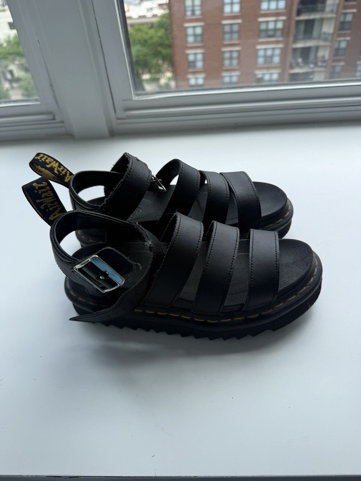 Dr. Martens Blaire Sandals Women 6 Black Athena Leather Strappy Platform EBS2768