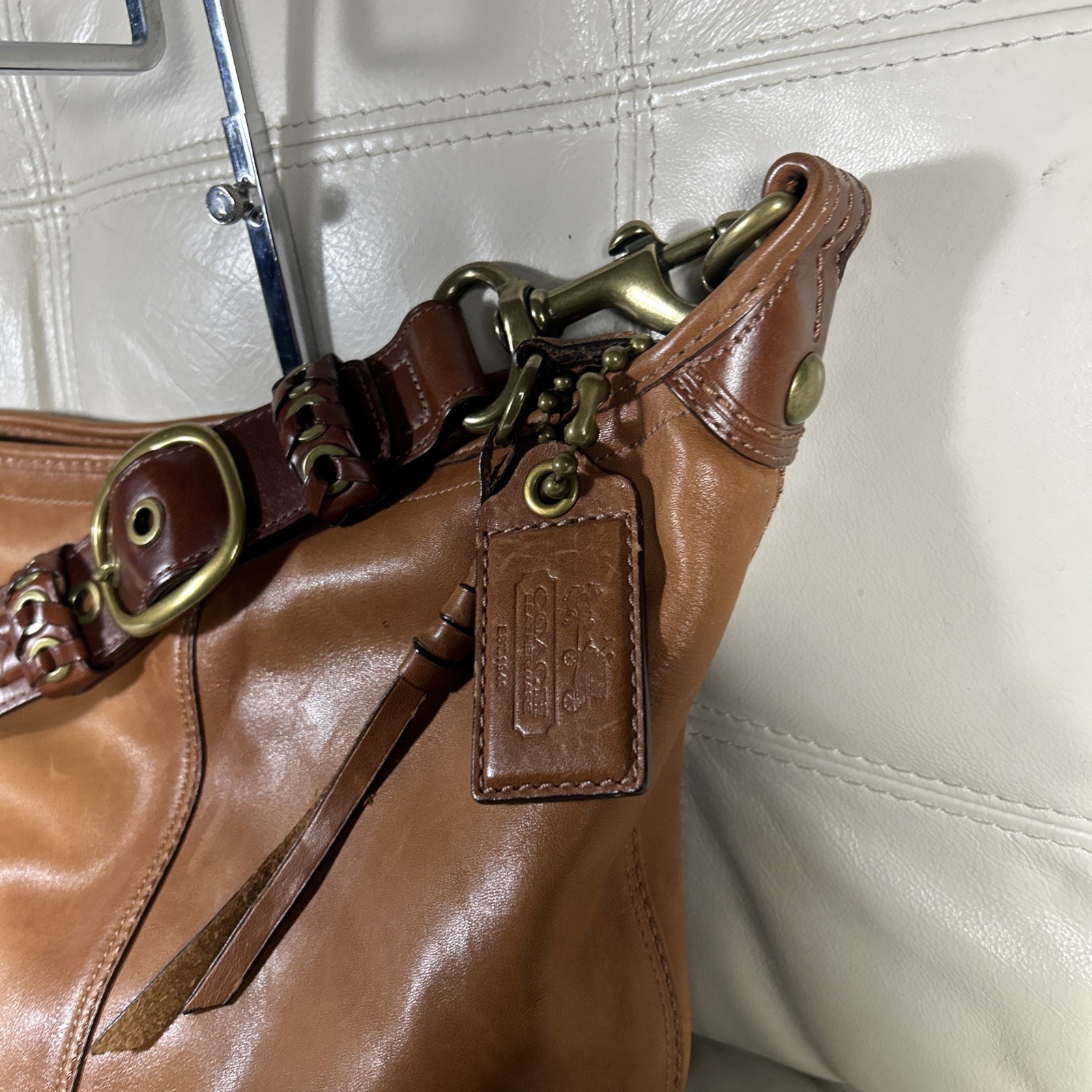 Vintage Coach Bag Bleecker 11423 Wristlet Whiskey Tattersall Duffle Dust Bag!