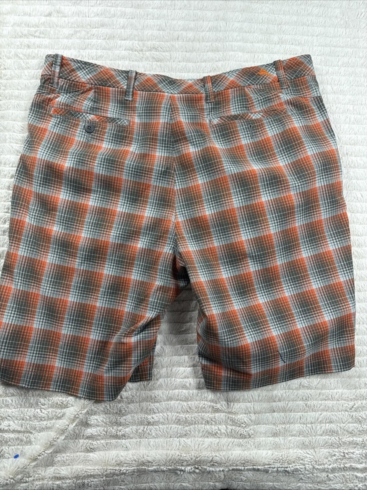 Tommy Bahama Paradise Tech Men Size 39×9” Orange Plaid Performance Shorts Mesh
