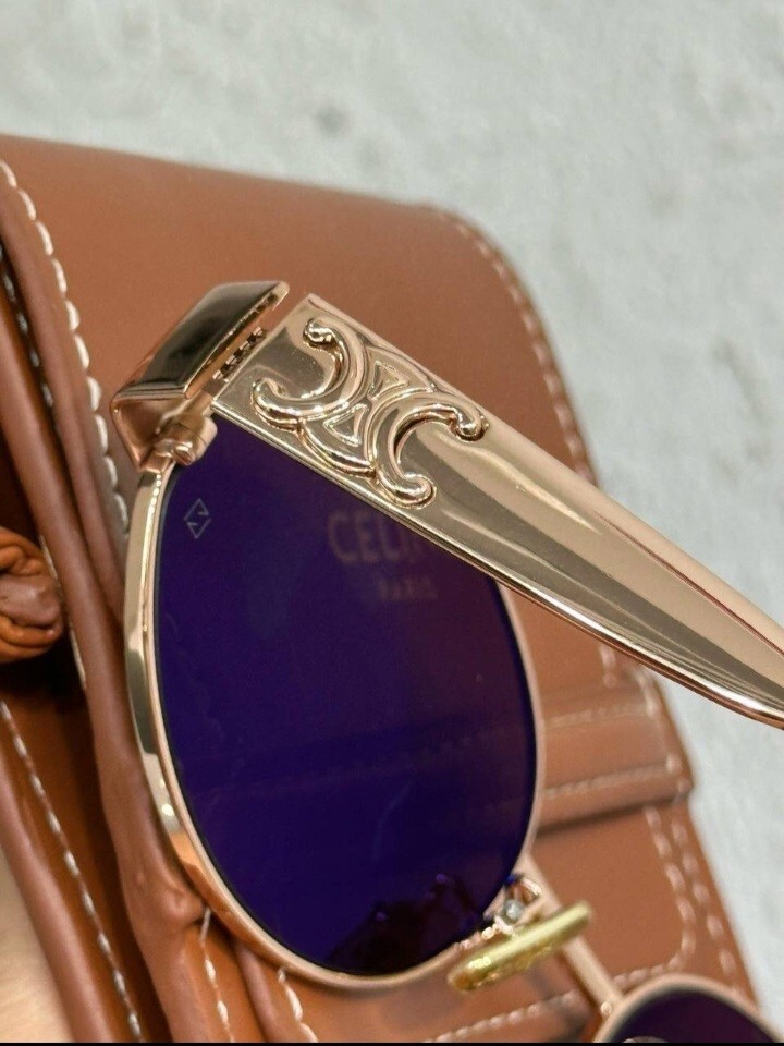 Celine Triomphe Metal Sunglasses oval