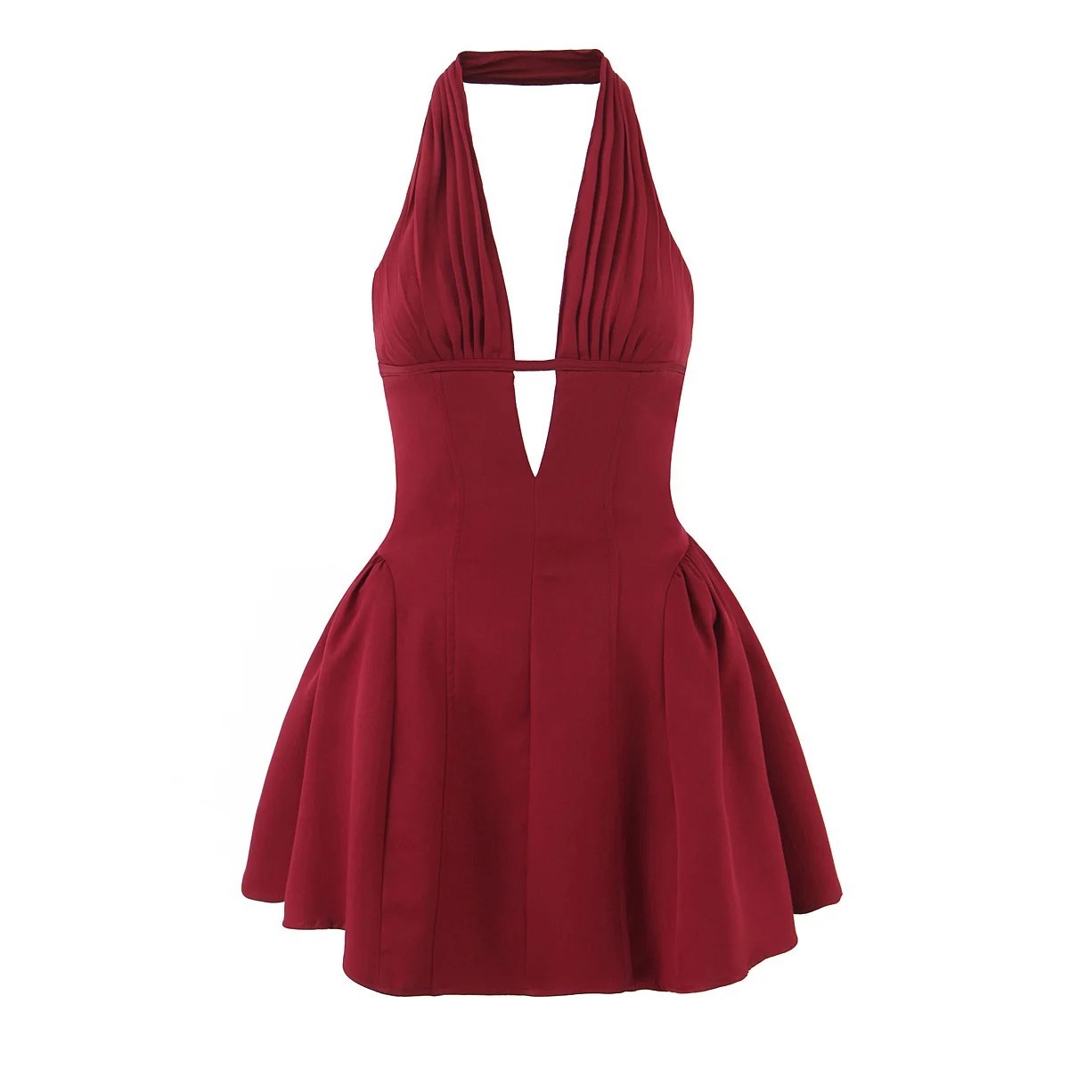 Women’s Polka Dot Halter Mini Dress Backless A-Line Summer Party Dress
