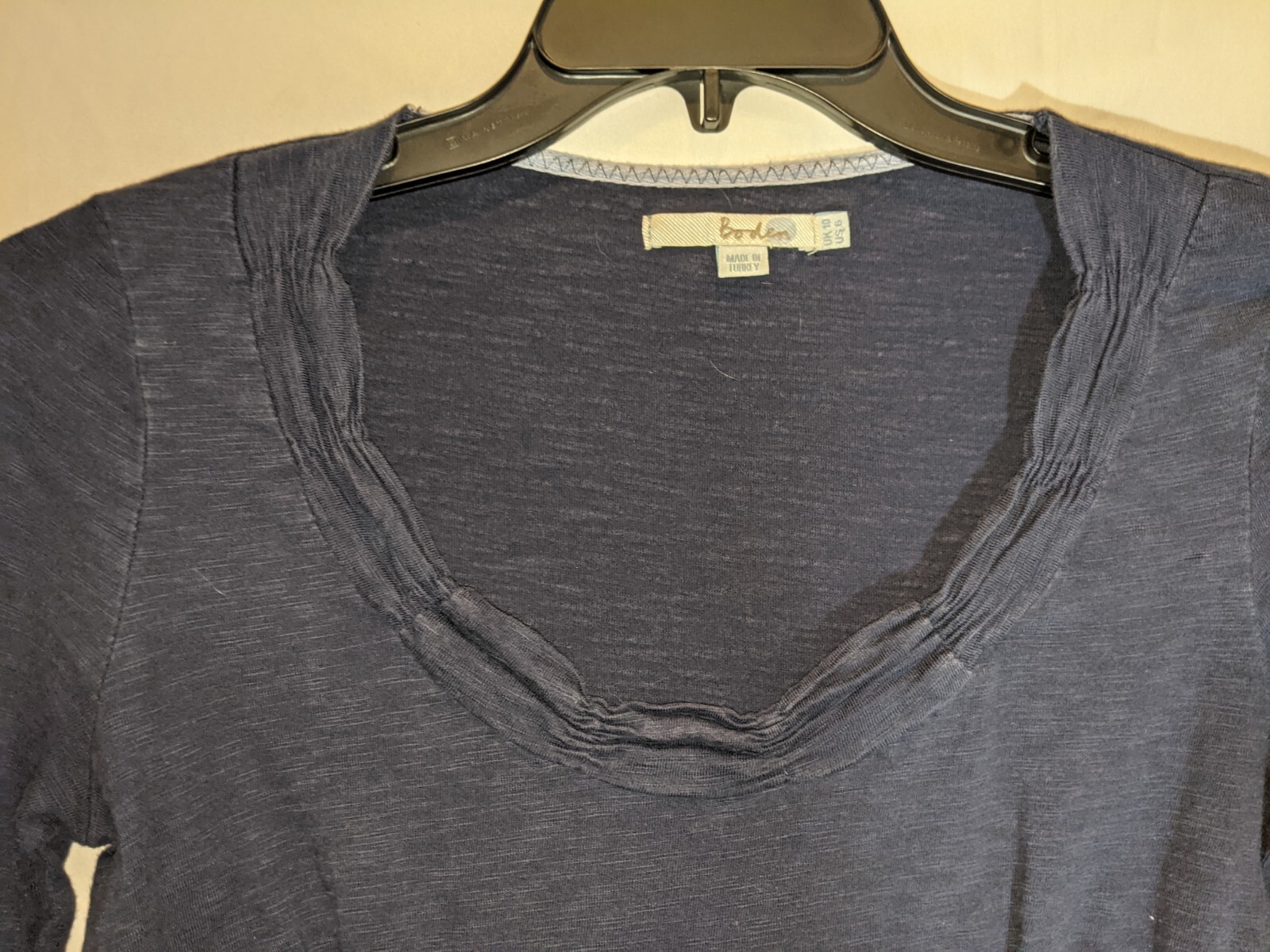Boden Navy Blue 3/4 Sleeve Gathered Neck Empire Waist Dress Size US 6 UK 10