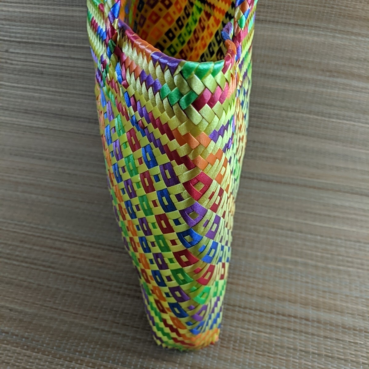 woven mexican tote handmade of recycled plastic Colorful Purse Handbag