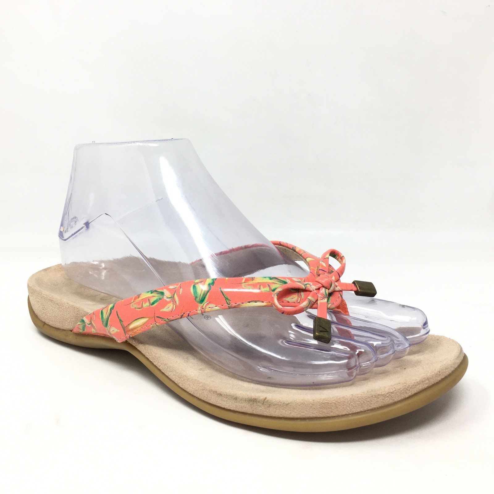 Vionic Bella II Flip Flops Sandals Shoes Womens Size 7 Pink Green Floral Ortho