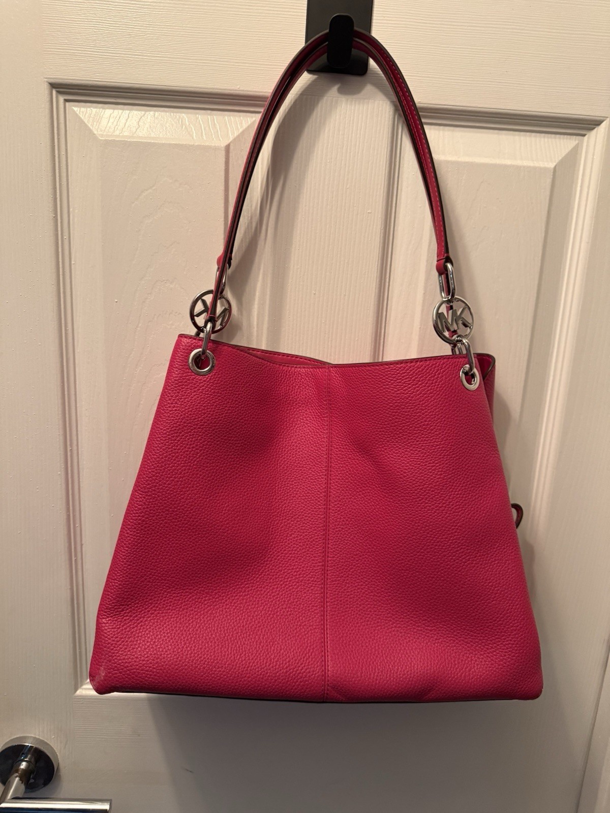 Michael Kors Christina Large Pebbled Leather Shoulder Bag In Dark Raspberry
