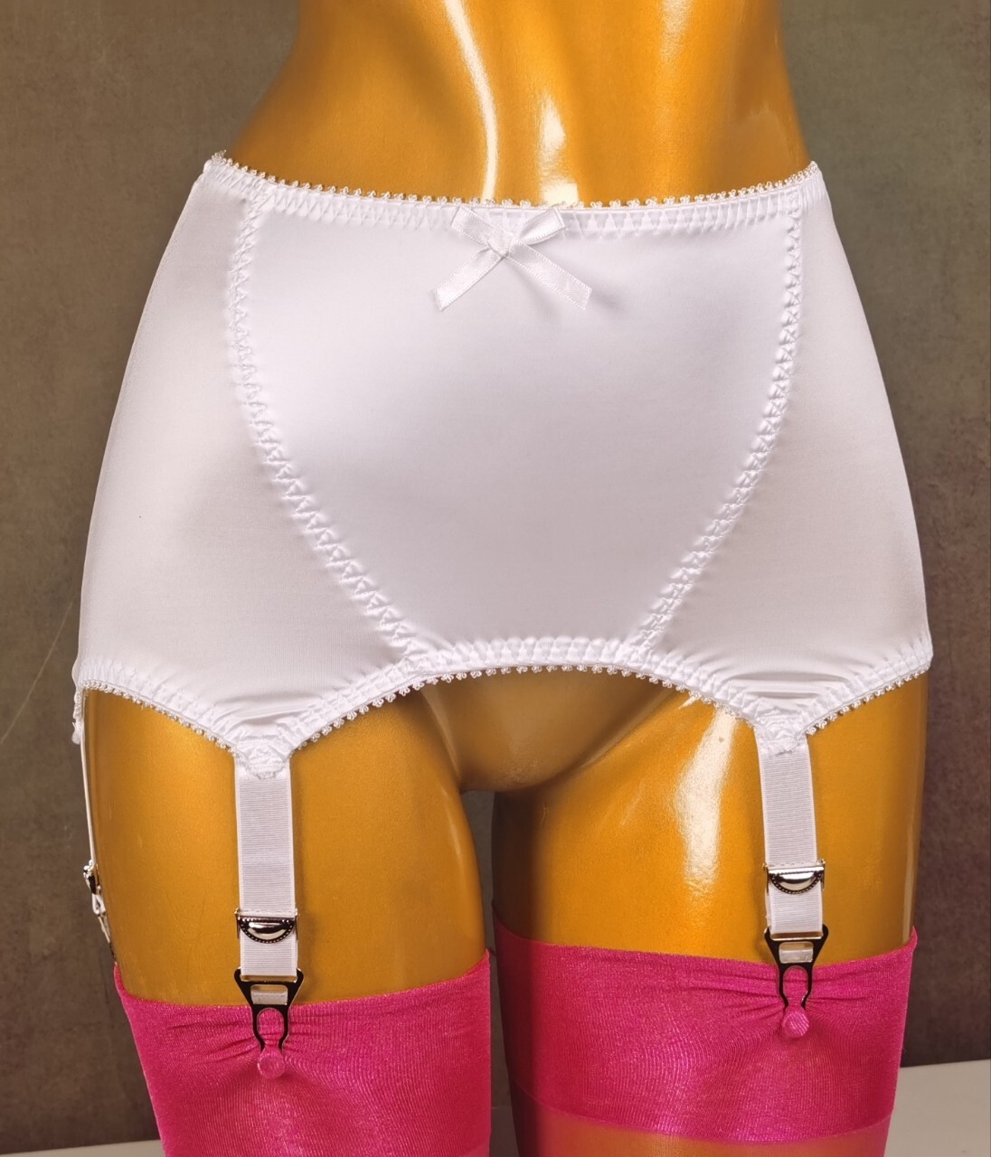Sexy Wet Look Open Bottom Girdle Firm Shaping Girdle Garter Belt with 6 Straps