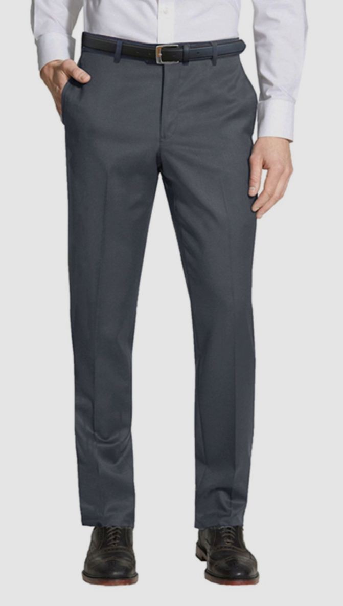 Enrico Bertucci Men’s Gray Solid Flat-Front Slim-Fit Dress Pants Size 34W 32L