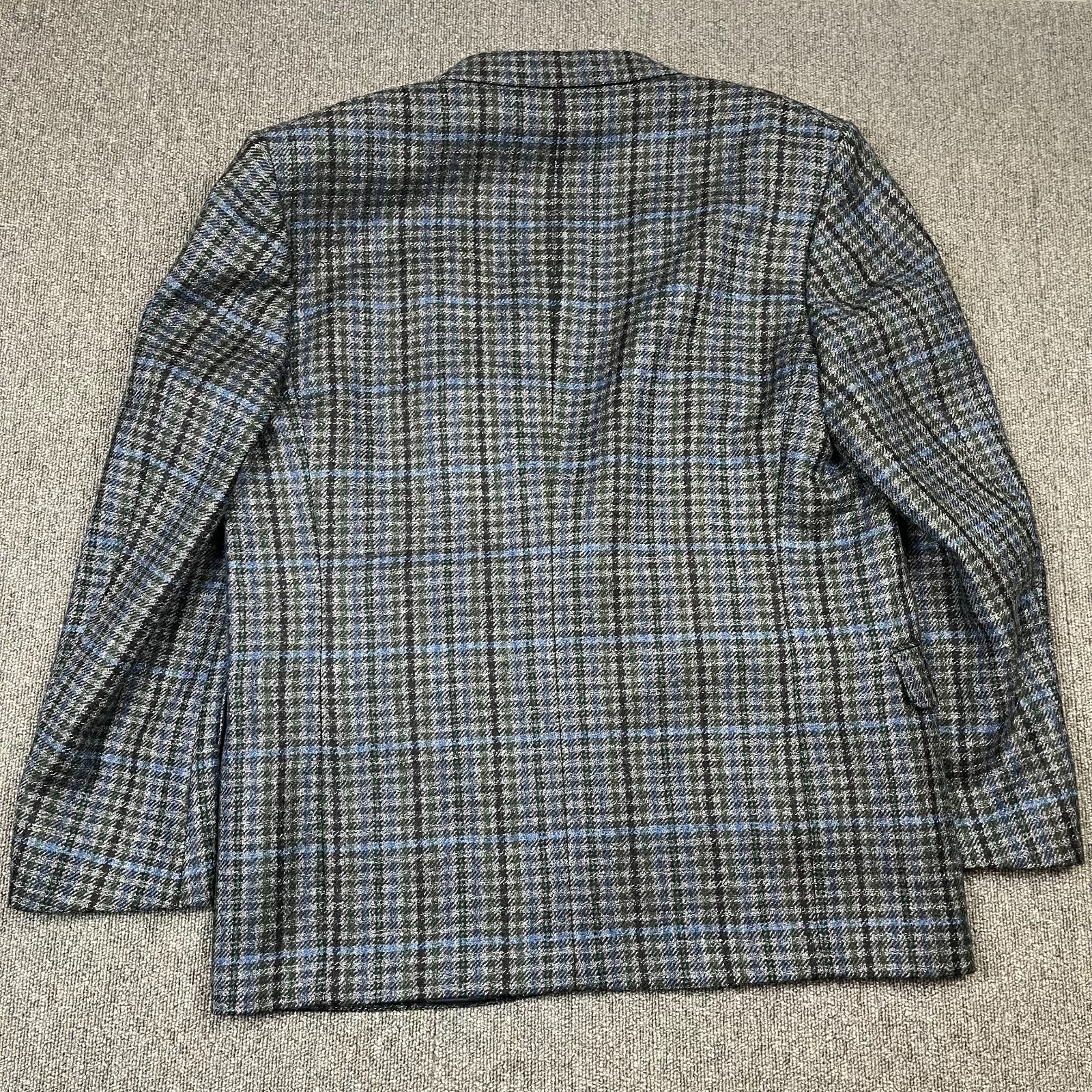 Jaeger Blazer Mens 44 Short Grey Blue Check Wool Tweed Tailored Jacket Country