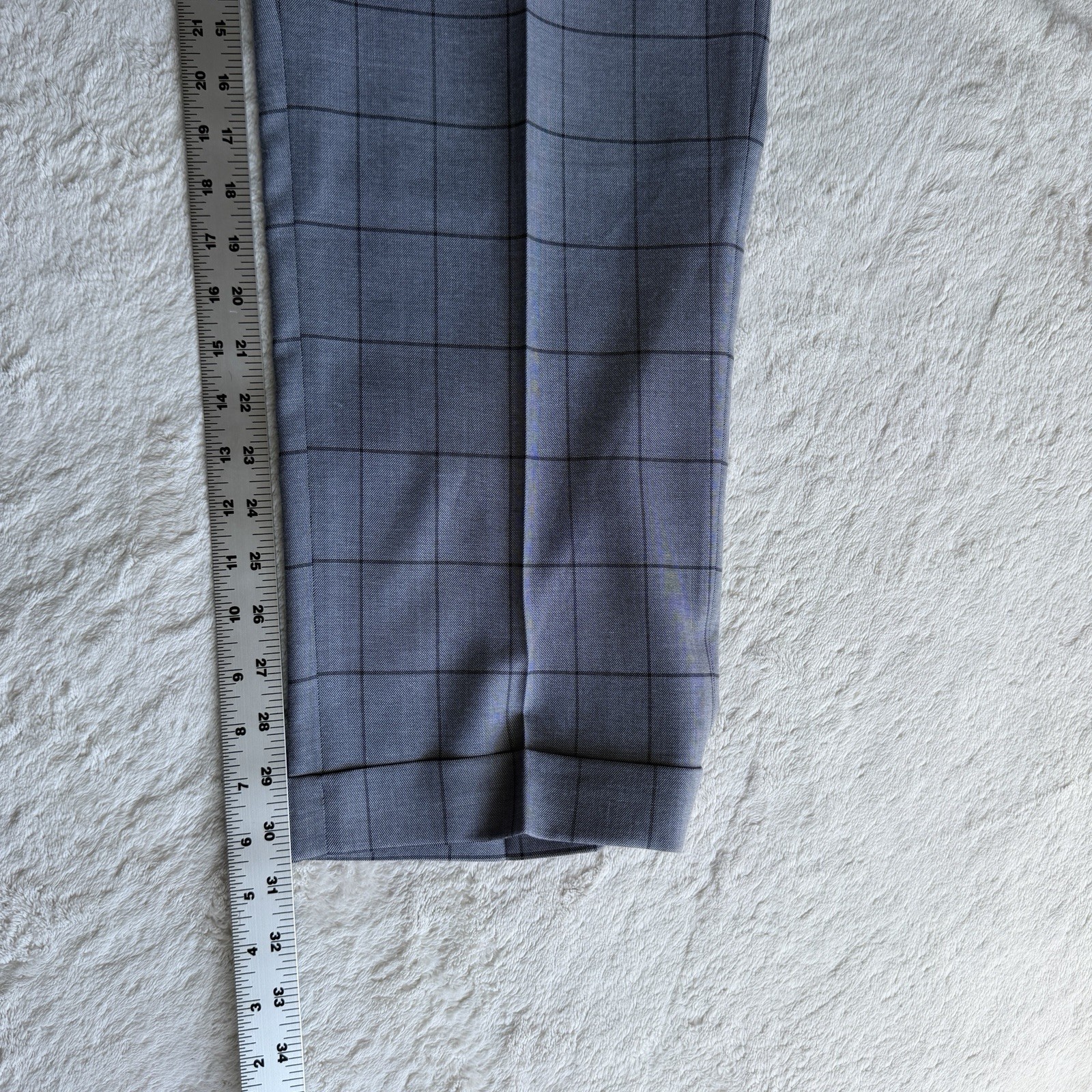 Lineage Mens 2pc Window Pane Suit 48R 40W Polyester Blend Light Grey Stretch