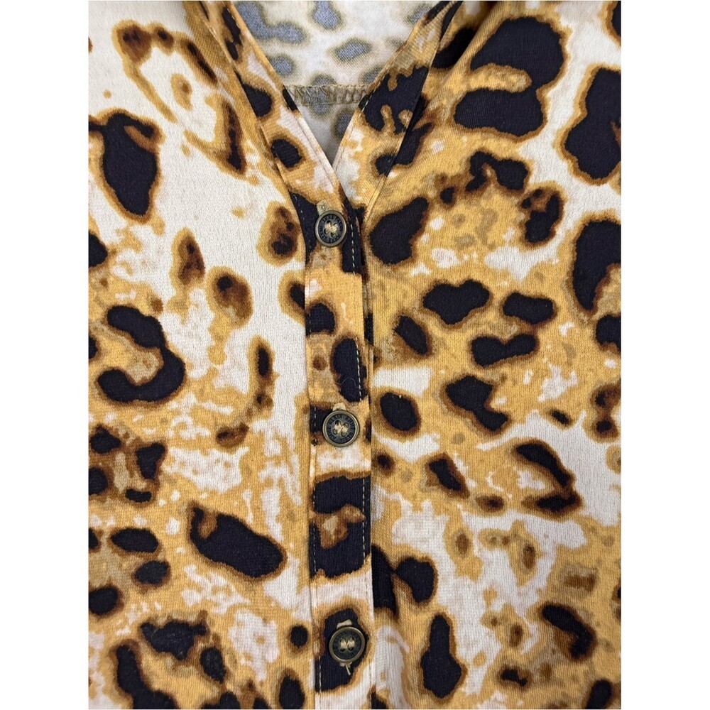 Anne Klein shirt Leopard Print Button-Up Blouse in Brown and Black