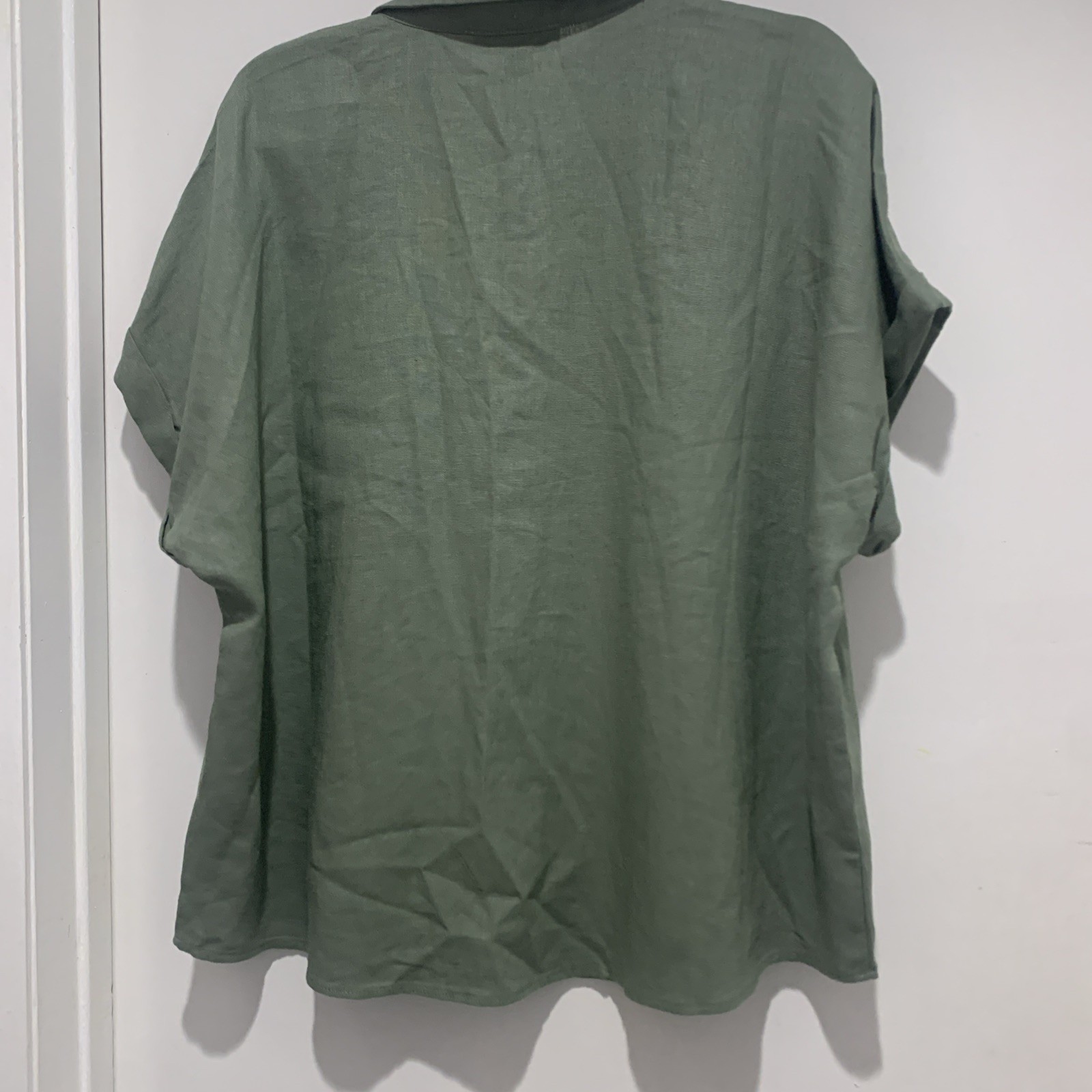 NWT Nine West XL Sea Spray (sage Green) Linen SS PKT Shirt Extra Button Included