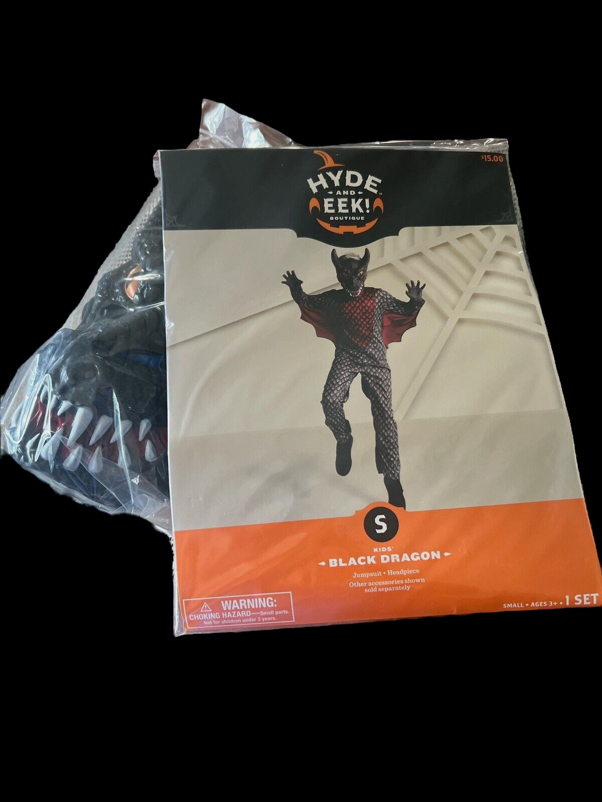 Hyde and EEK Kids Black Dragon Halloween 2-Piece Costume Size S (6-7)