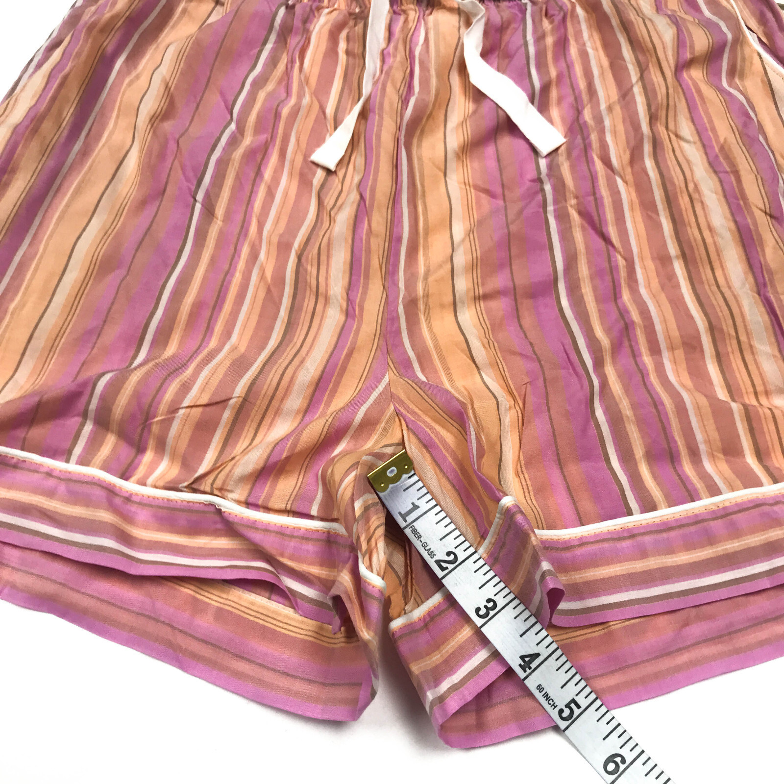 Stars Above Womens Size S Sleep Shorts Drawstring Pockets Striped Pink/Orange