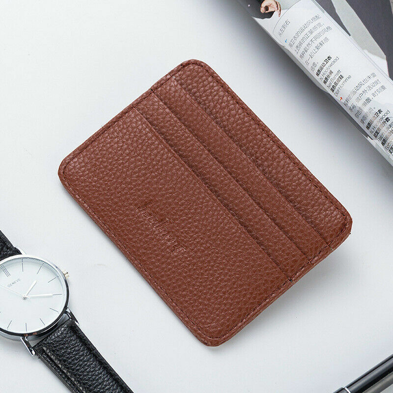 Unisex Slim Leather Front Pocket Wallet ID Credit Card Holders Small Coin Purse
