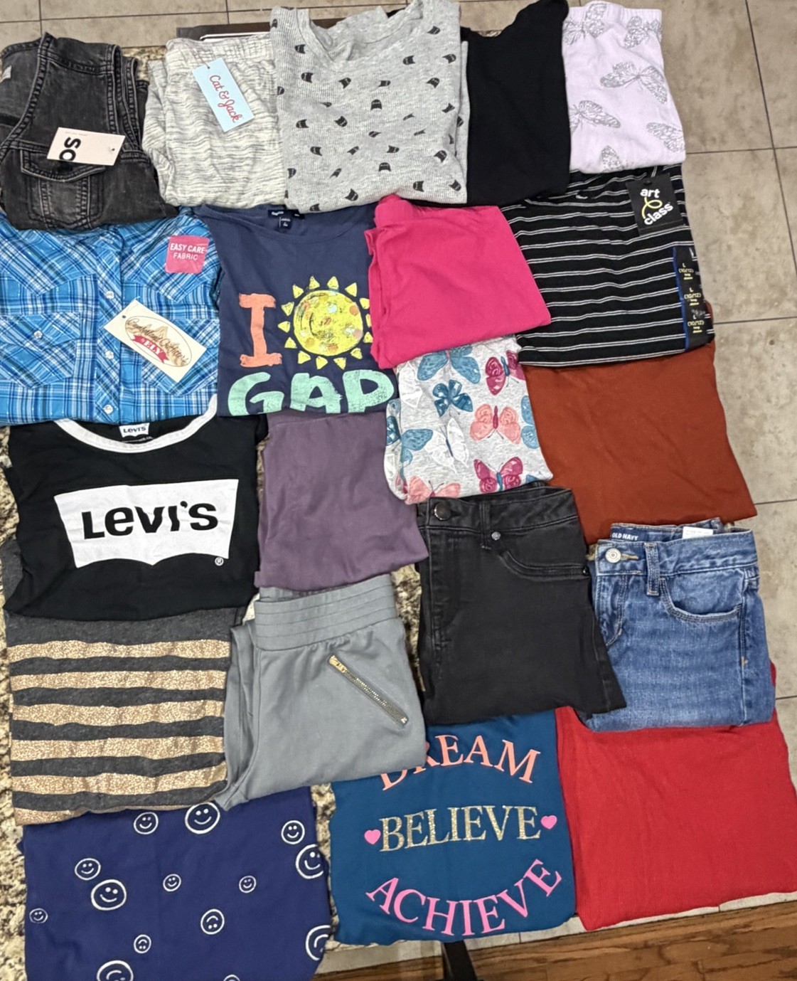 Large Lot Girls Size 10/12 10 & 12 Clothes 4 New! Jeans Shirts Pants Great Shape