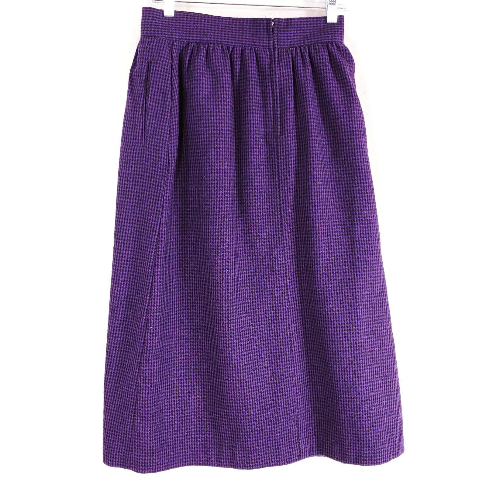 Norton Mcnaughton Tweed Skirt Womens S 10UK Plaid Purple Wool Poly Pleated Lined