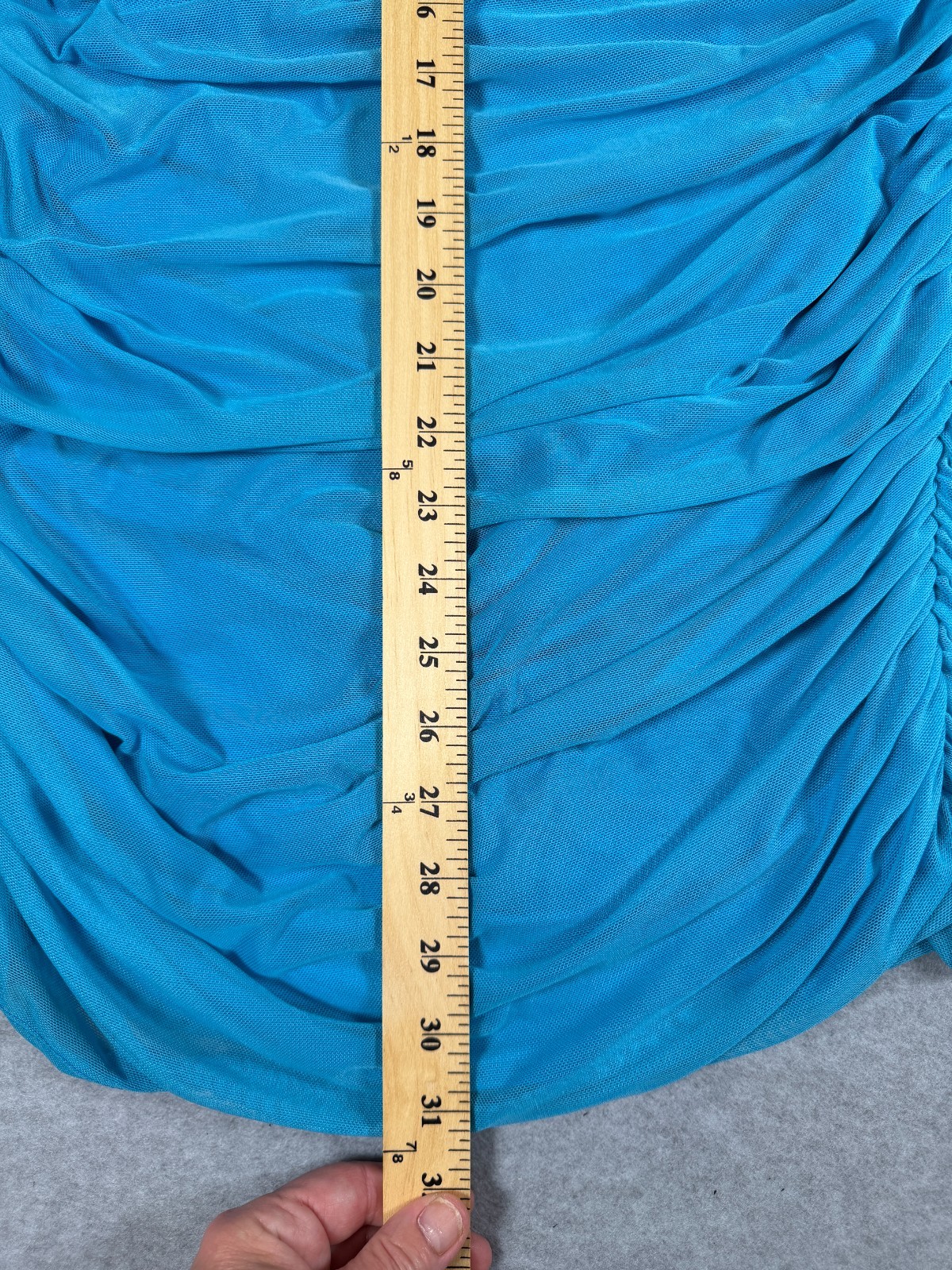 SYM Los Angeles Turquoise Ruched Body Con Tube Dress Womens Size M, SKU 163