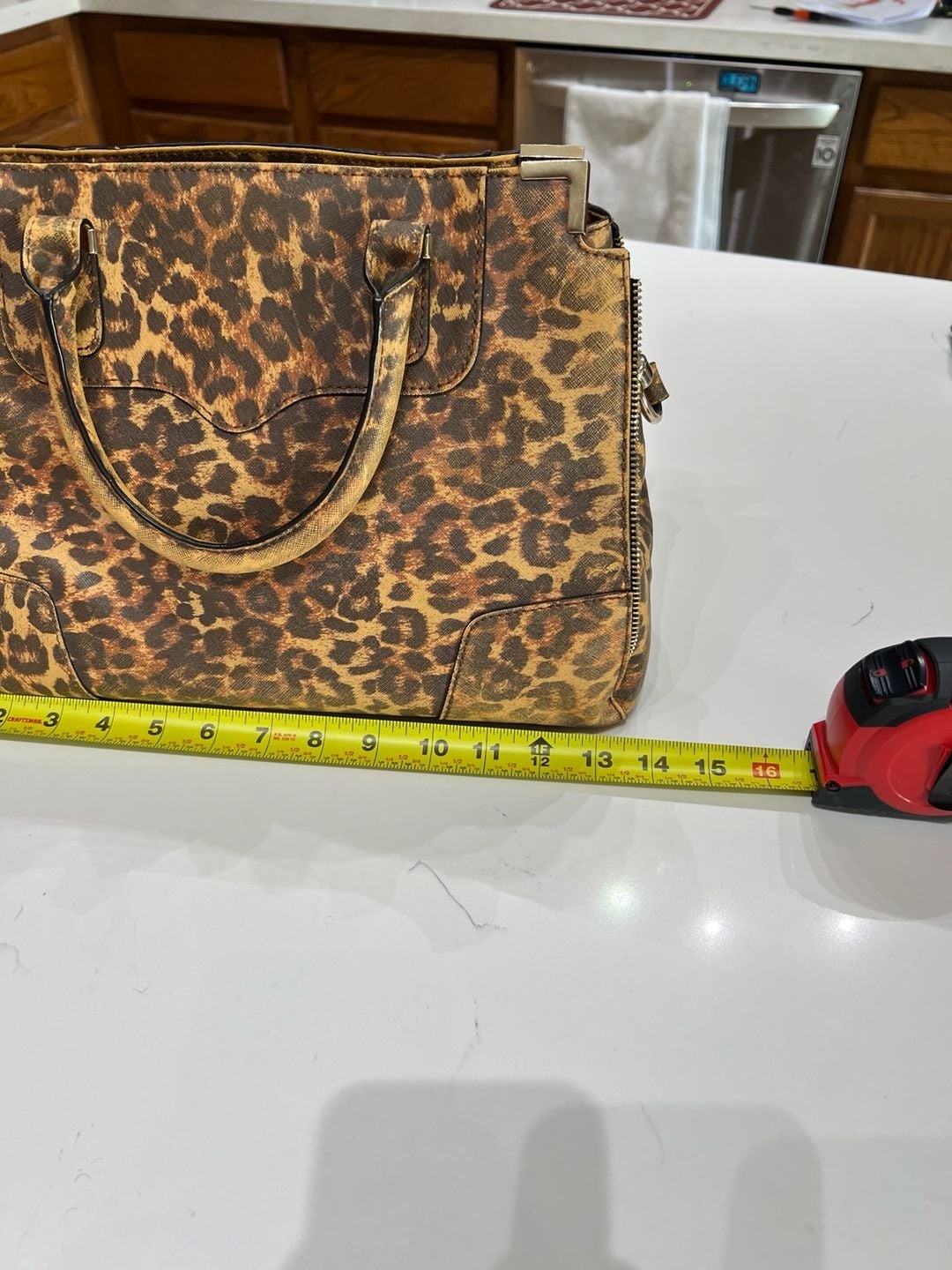 Rebecca Minkoff M.A.B. Tote Leopard Print Saffiano Leather Satchel Bag