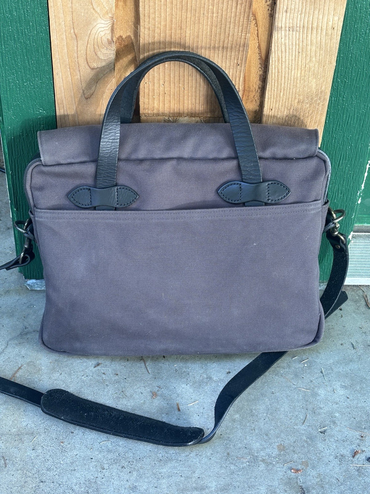 Filson 256 Original Briefcase Rugged Twill Bridal Leather USA Grey Laptop Bag