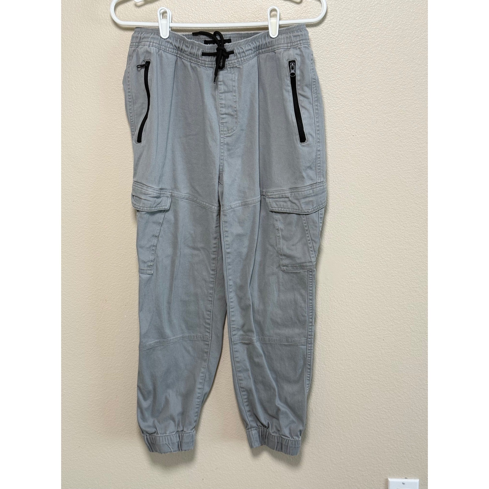 WXYZ MFG CO Mens Gray Cargo Jogger Pants Drawstring Elastic Waist Size Medium