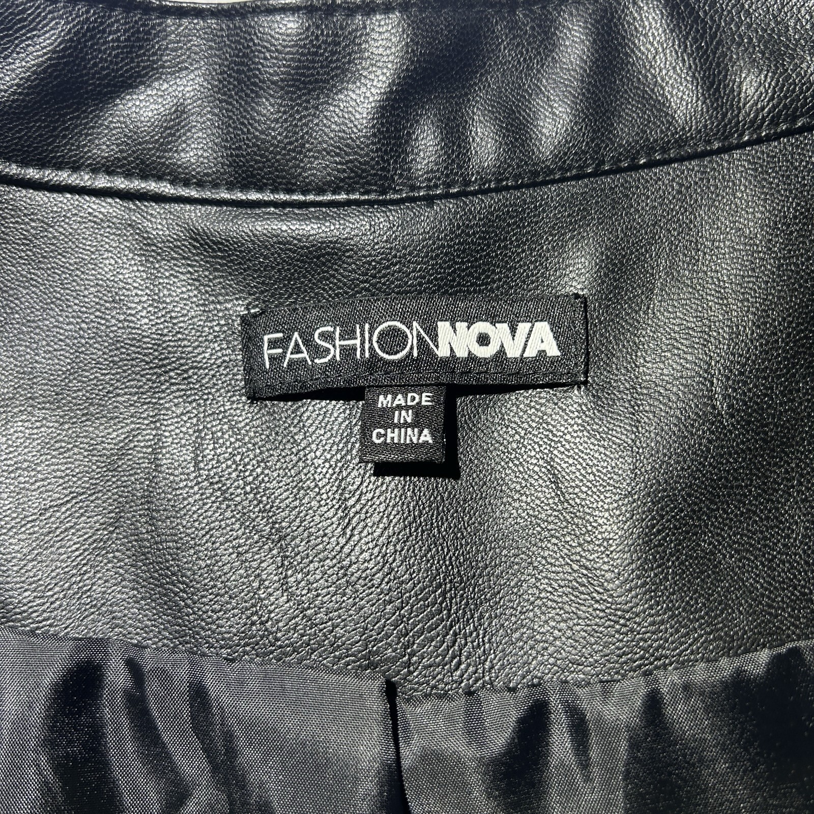 Fashion Nova Thrill Racing Cropped Jacket Faux Leather Size Small
