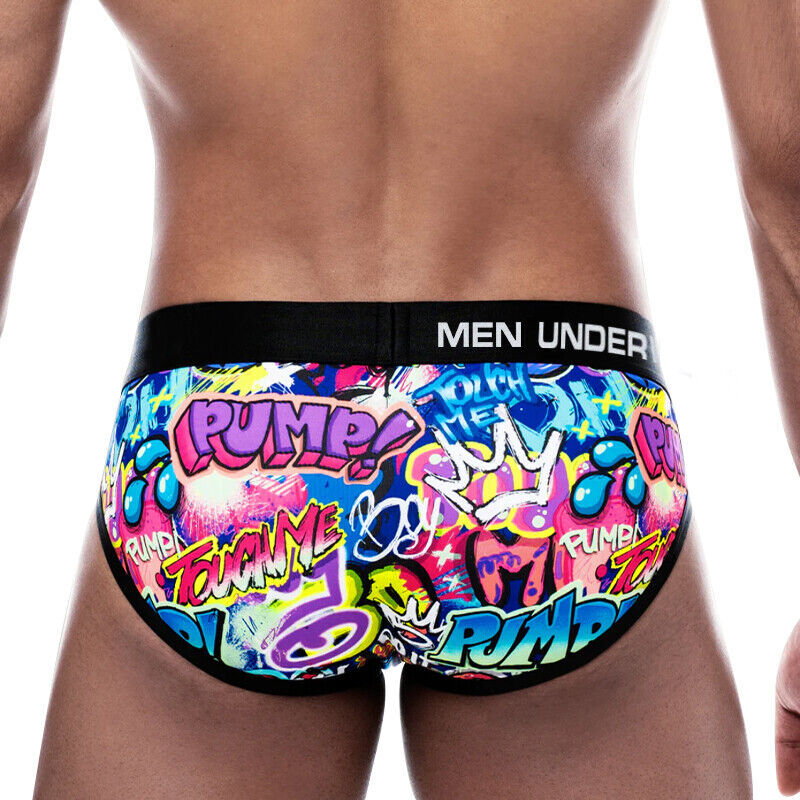 PUMP Men Sexy Printing Low Waist Briefs Bikini Underwear Underpants Jockstrap