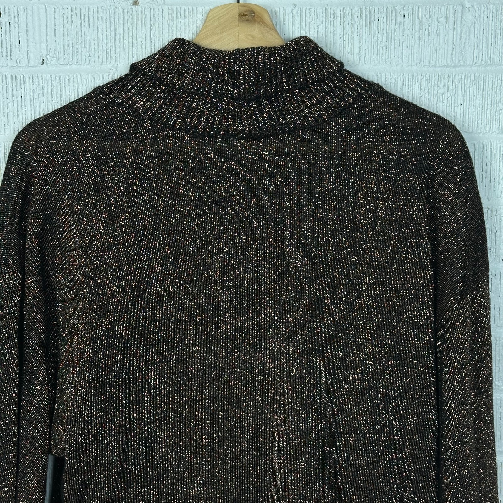 Vintage Christian Dior Loungewear Metallic Gold/Black Ribbed Turtleneck Sweater