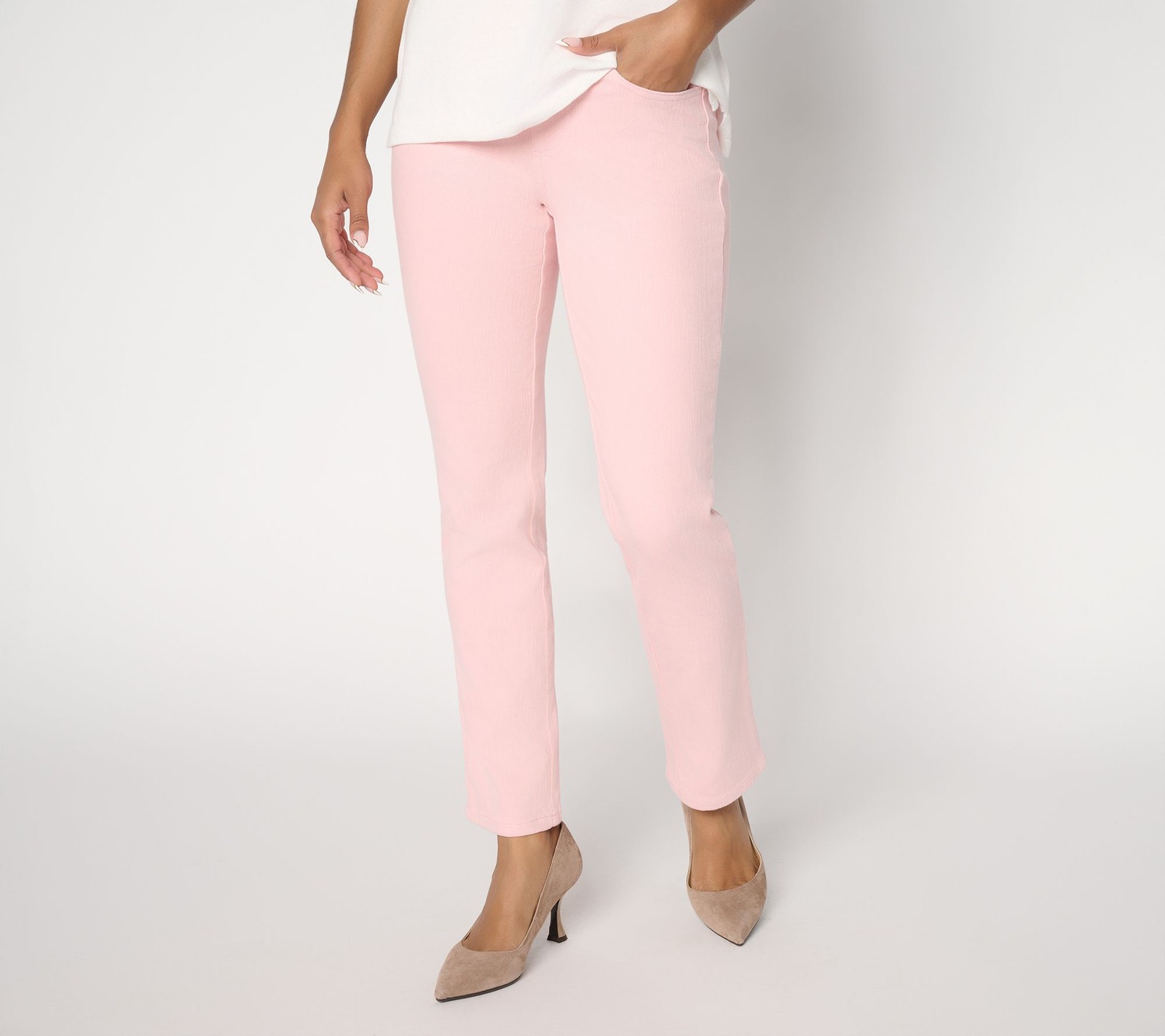 Belle by Kim Gravel Regular Flexibelle Straight-Leg BelleCurve Jean Silver Pink