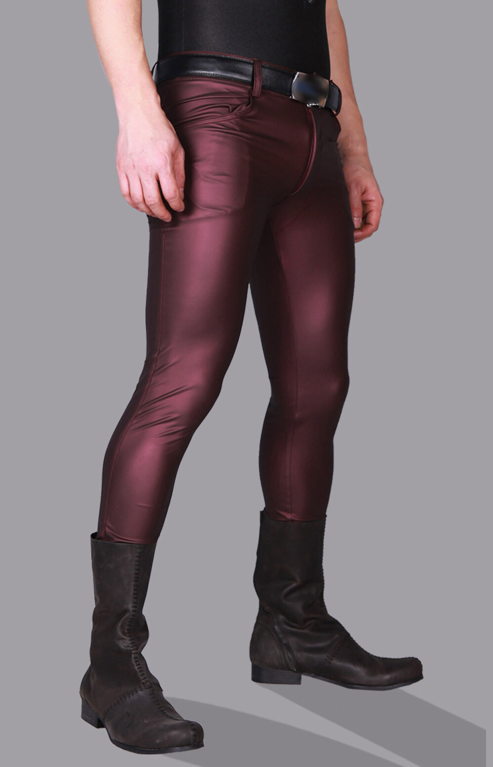 Men’s Soft PU Faux Leather Slim Fit Trousers Long Pants Stretchy Tight Leggings