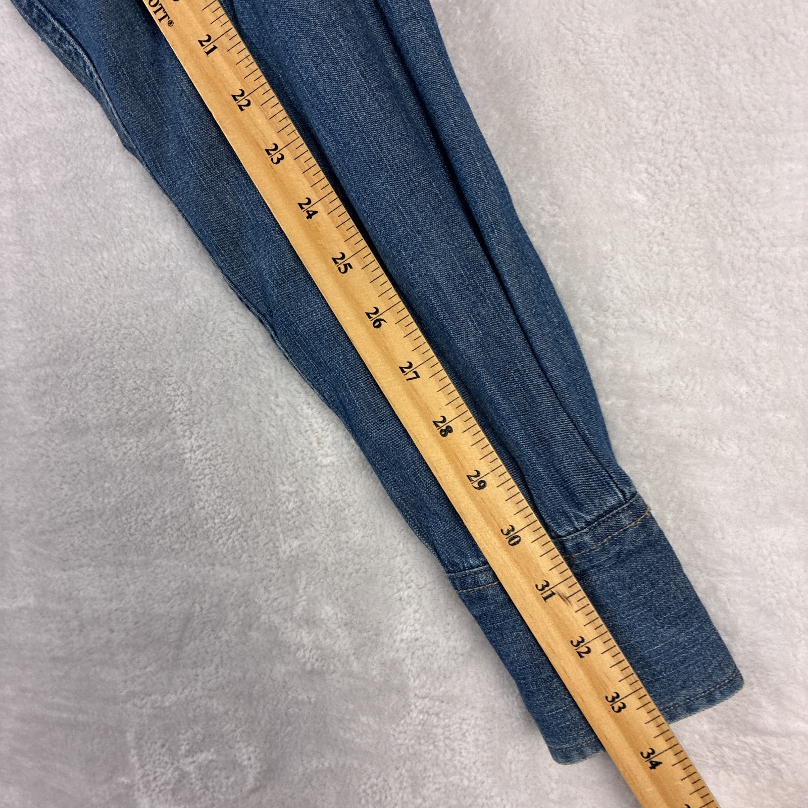 VTG Request Denim Shirt Mens S Snap Preppy Western Yoke Cowboy Workwear 90s
