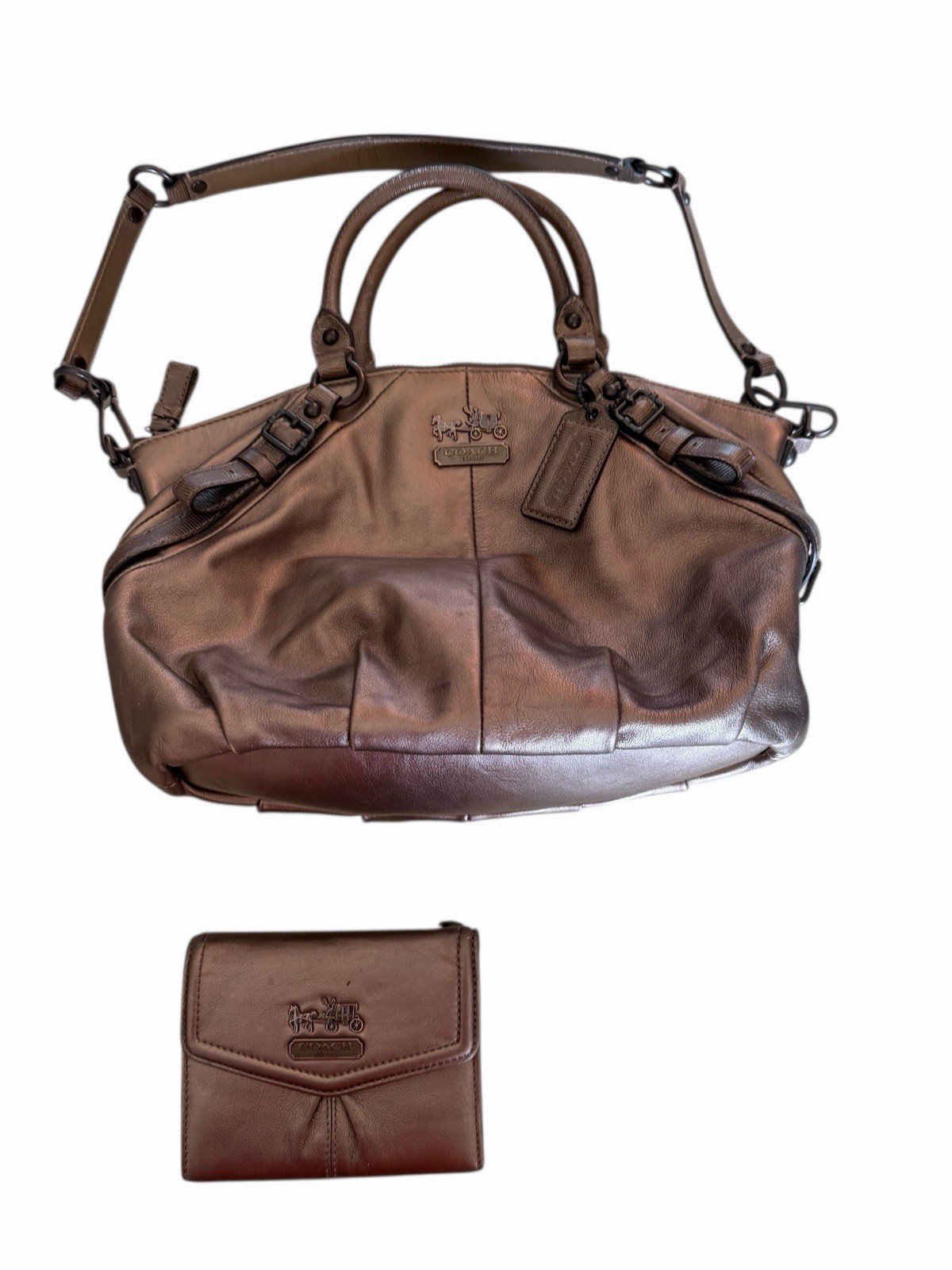 COACH 15960 *Madison Sophia* Bronze Leather Satchel Shoulder Purse -with Wallet