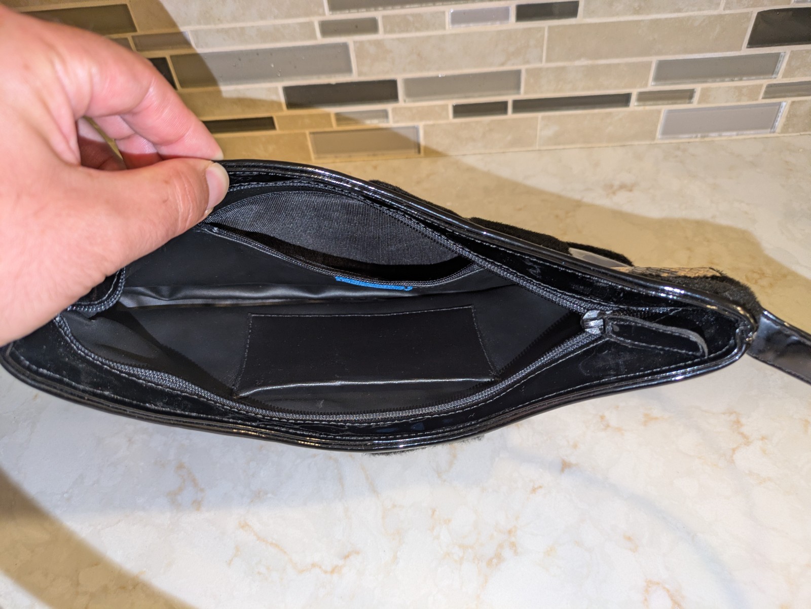 Rob Ference LA Black Patent Leather, Calf Hair, and Snakeskin Purse