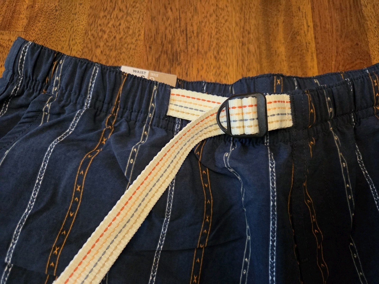 Prana Indio Heritage Shorts Mens Medium Stormy Night Striped 5 Inch Inseam NEW