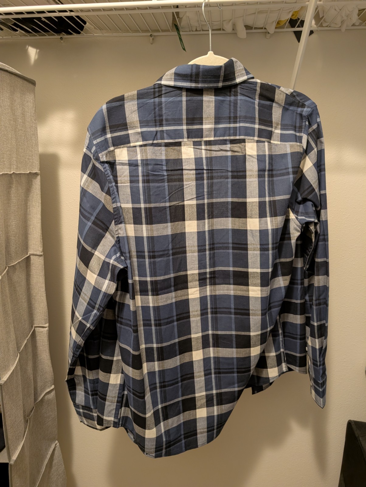 Lee Regular Fit Stretch Plaid Blue/White Long Sleeve Button-Down Shirt S