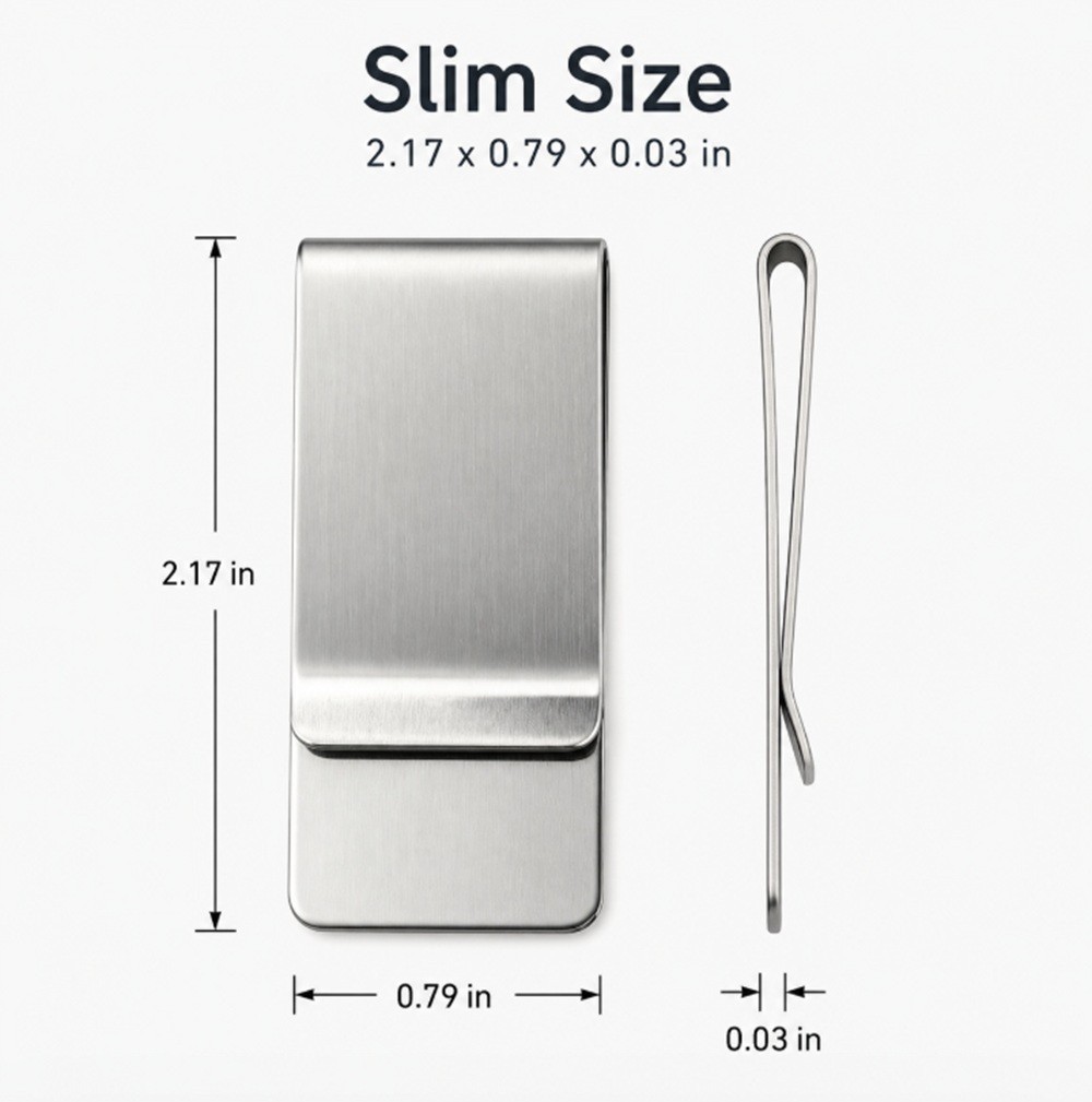 Stainless Steel Money Clip Silver Metal Pocket Holder Wallet Credit Card Holder