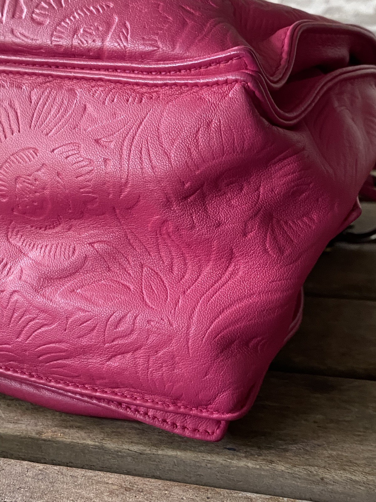 Loewe Flamenco Tassel Crossbody & Shoulder Bag Hot Pink Embossed Floral Lambskin