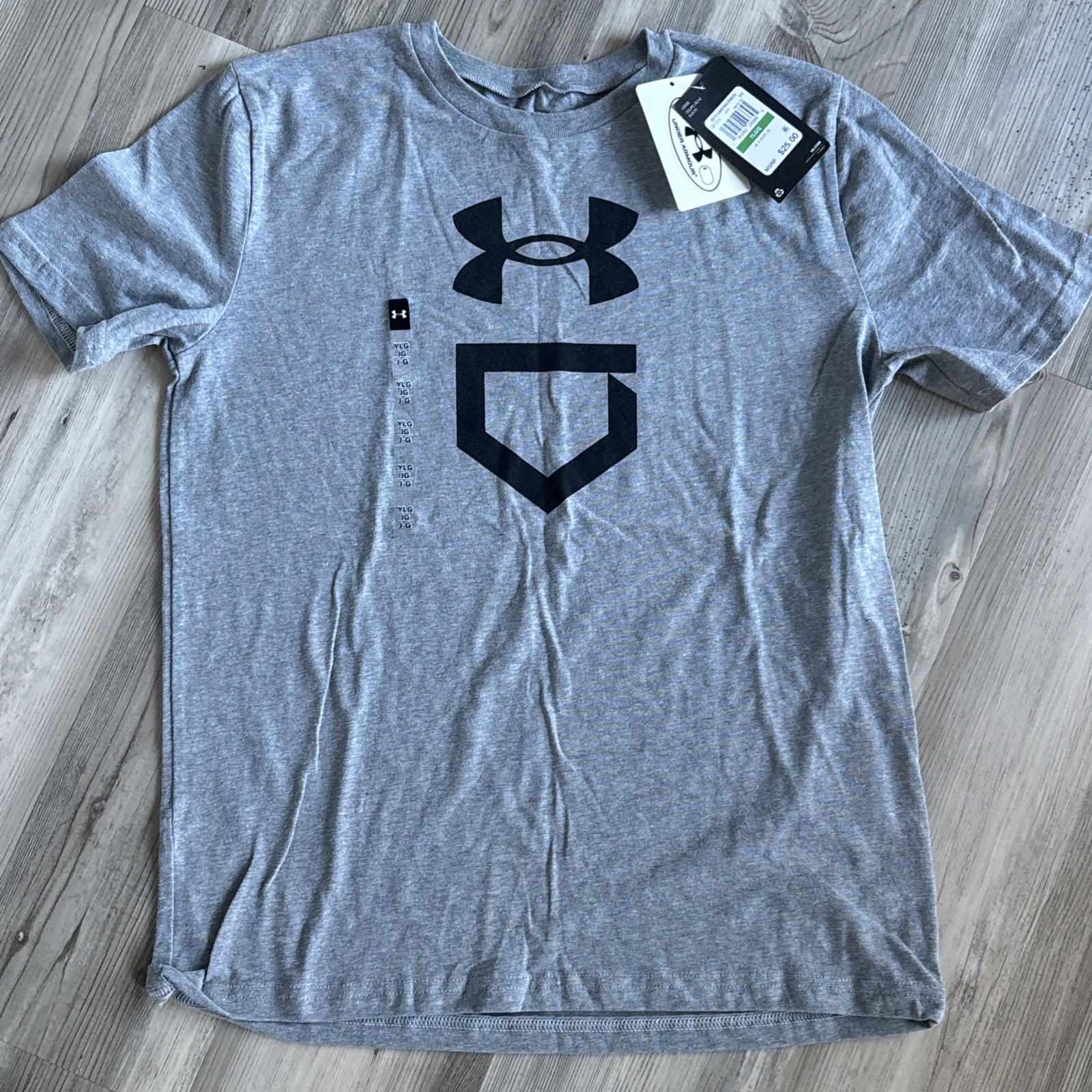 Under Armour Boys Baseball Plate Short Sleeve T-Shirt Grey Size YLG N