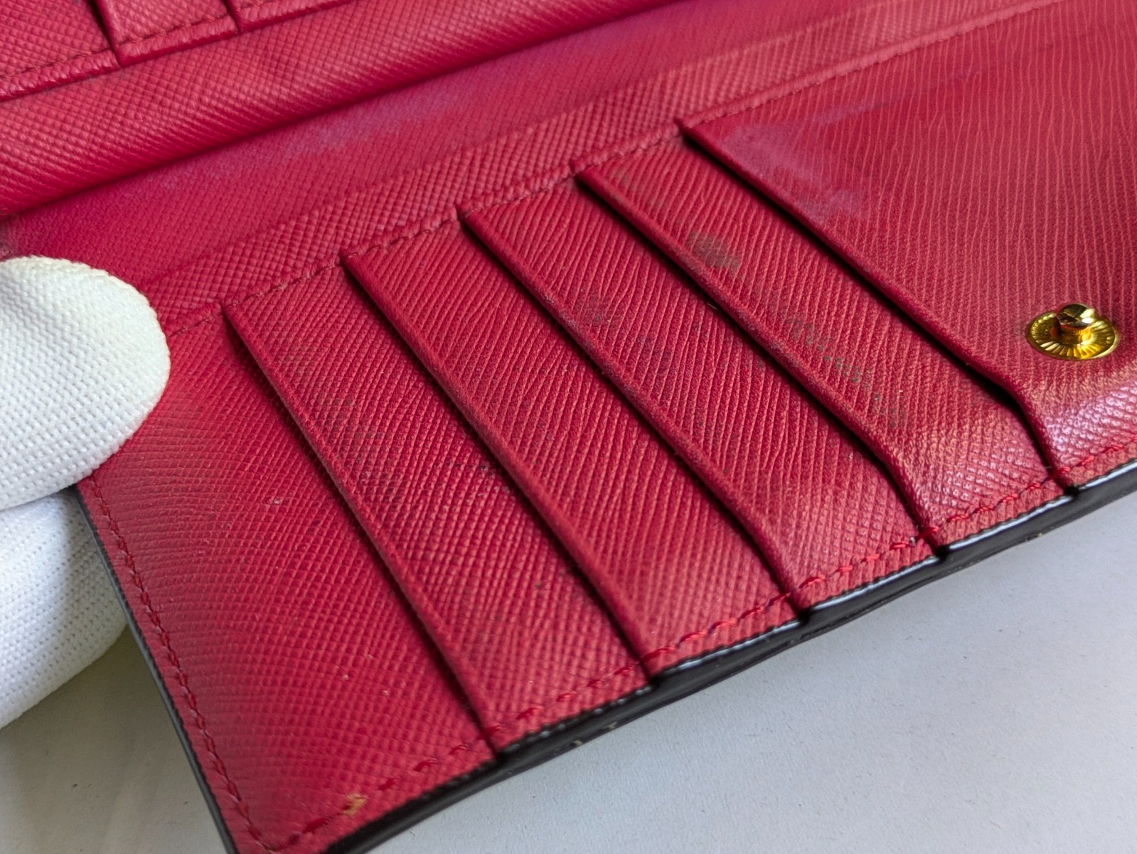 MCM Visetos Flap Long Wallet Cognac Brown Pink Bifold Authentic W7.5in H3.5in