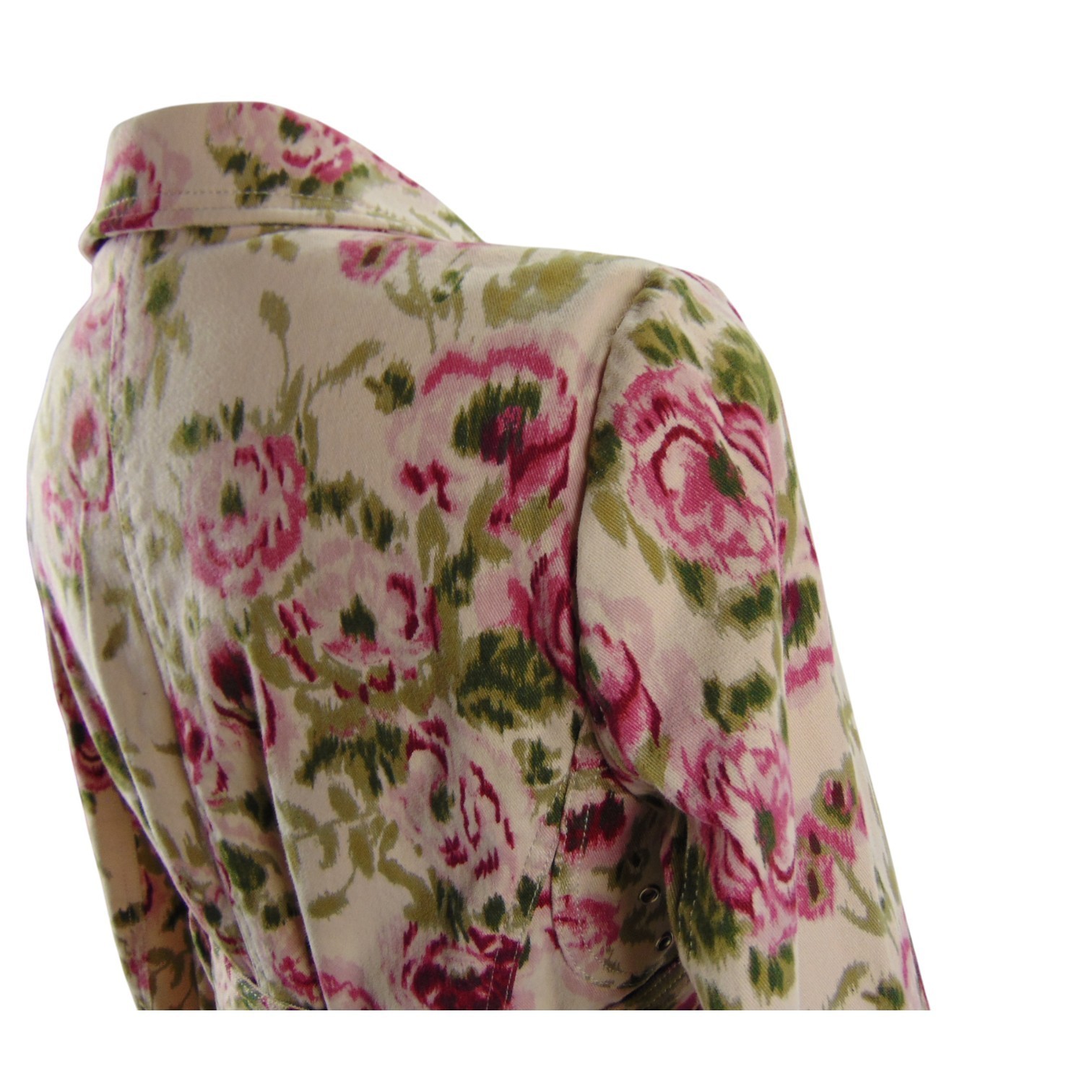 Madison Studio Floral Romantic Rose Print Belted Trench Coat Size 10 Cotton