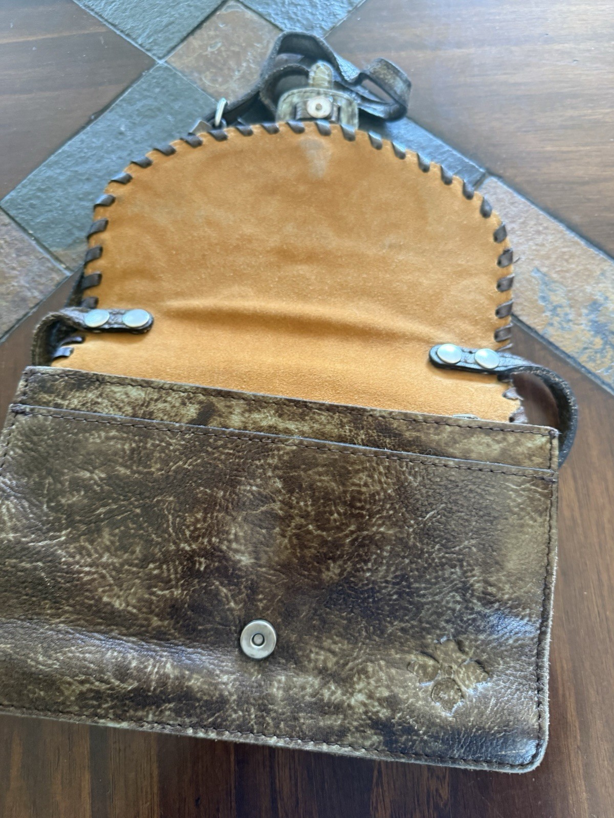 Patricia Nash Tooled Leather Turquoise Crossbody Organizer Bag Western Purse