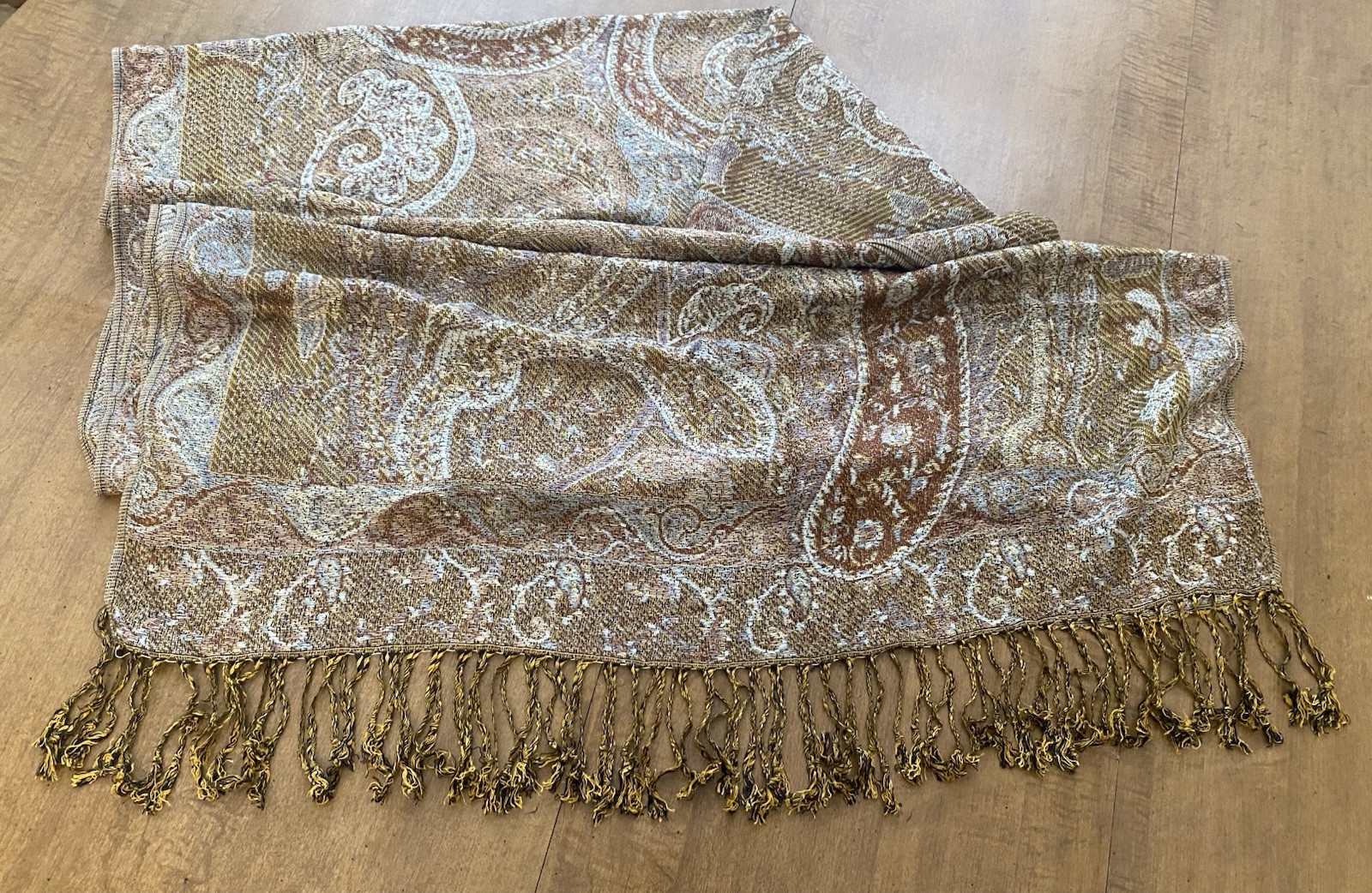 100% Pashmina Shawl Lady Wrap Warm Winter Scarve Stole Scarf Brown Blue 73”