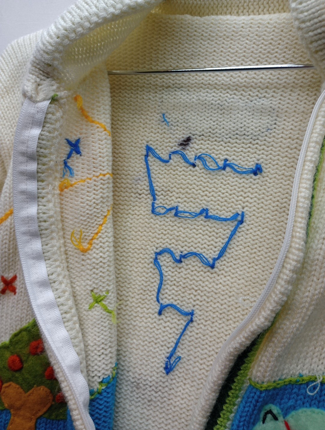 Childrens Unisex Handmade Full Zip Up Sweater Measurements In Pictures