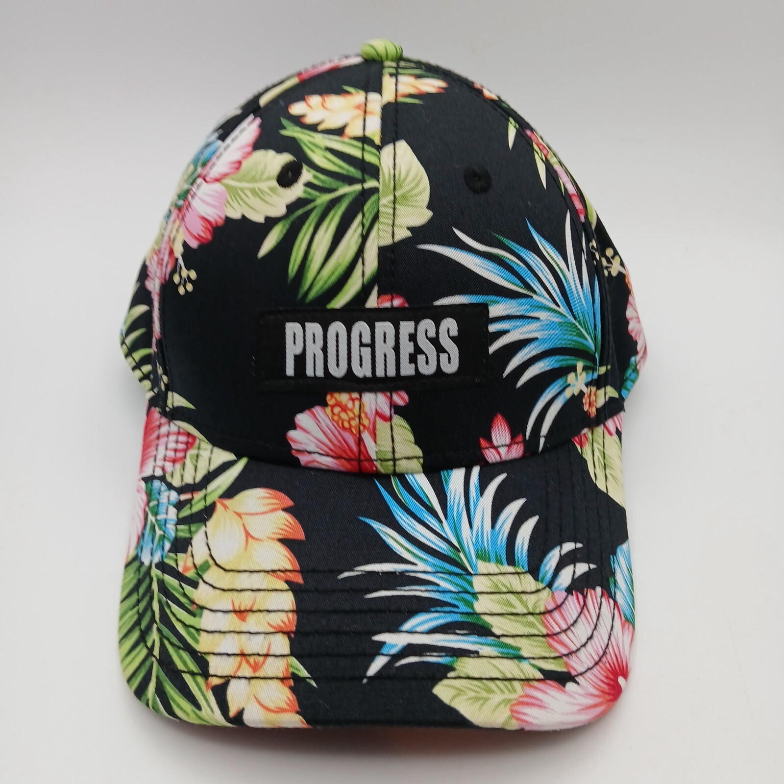 Hawaiian Tropical Hat Cap Snapback Progress Multicolor Floral Pattern Script