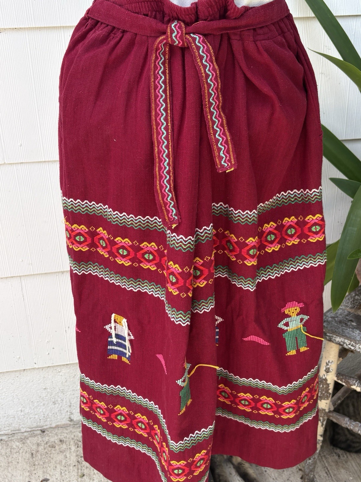 Vtg HandWoven Embroidered Guatemalan Mayan Fiesta Skirt Sz M Folk Boho Artisan
